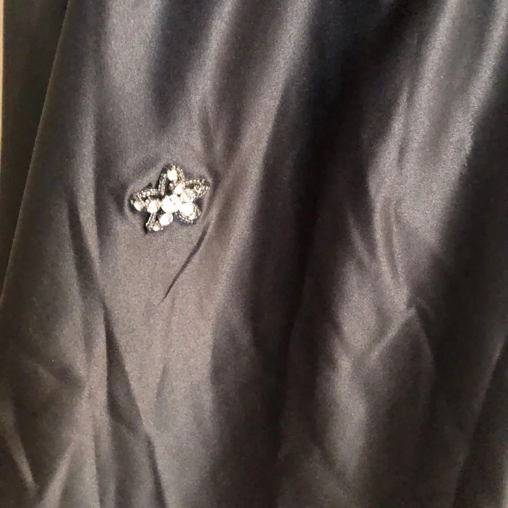 IMPERIAL black satin long skirt with crystal decals size medium - Picture 9 of 12